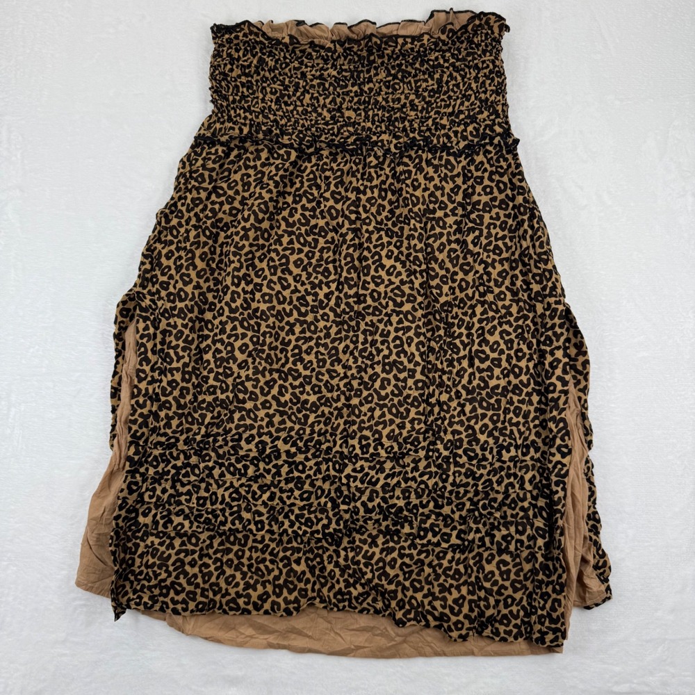 SEA New York Leopard Print Lottie‎ Smocked Tiered midi skirt Size 6